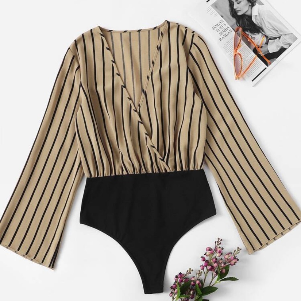 Bell Sleeve Striped Bodysuit